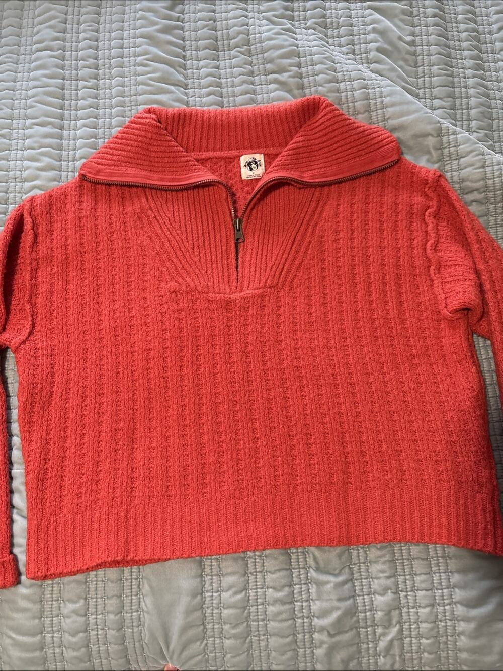 We The Free Original Tag M Women’s 1/2 Zip Sailor Collar Orange Knit Sweater